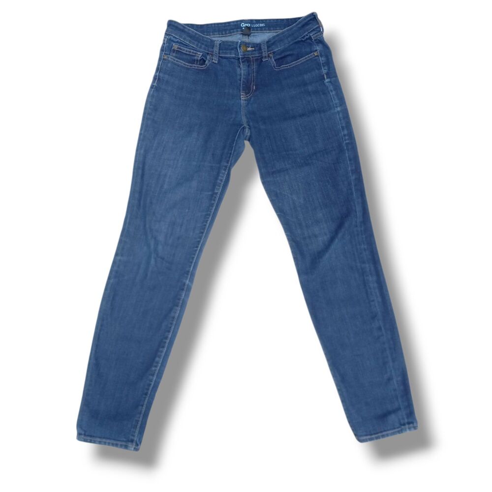 Gap Denim Jean Legging-Size 8-Skinny Leg-Jegging-Stretch-Pockets-Mid Rise